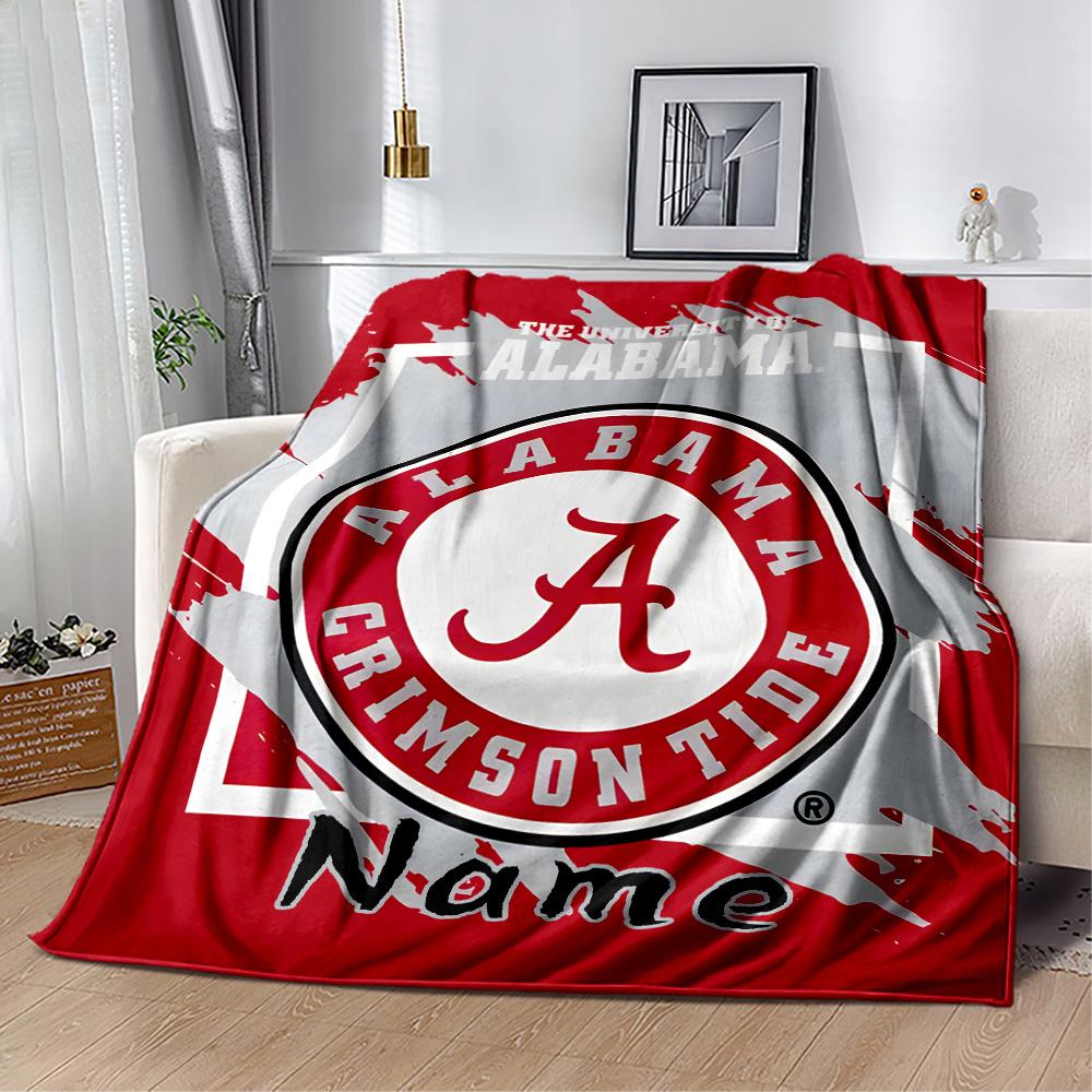 Alabama Crimson Tide Personalized Text Blanket Throw Personalized Blanket Durable Comfort Great for Office Bed Livingroom Nap Ideal for All Seasons