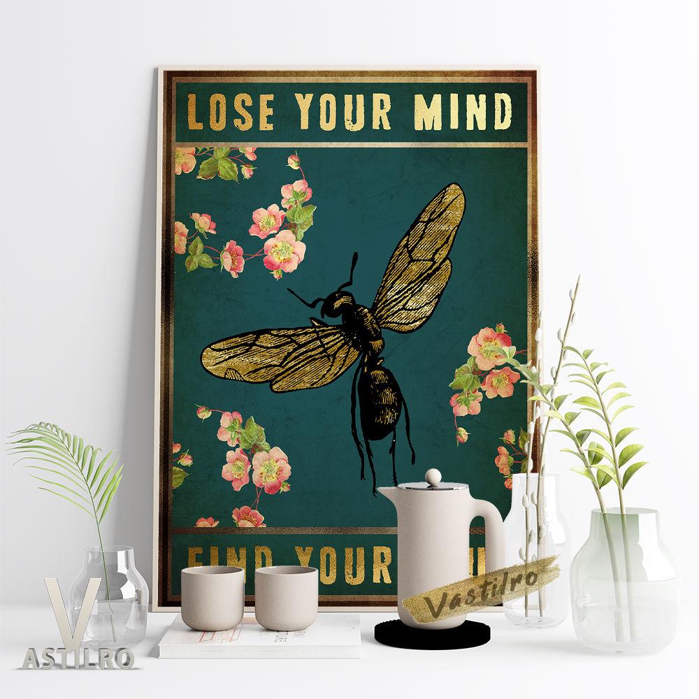 Насекомое Ретро Иллюстрированный Плакат Fly Bee Mosquito Стрекоза Мотылек Бабочка Художественная печать Картина Маслом
