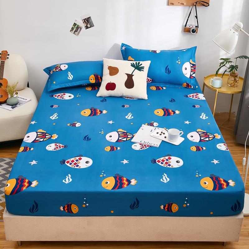 Водонепроницаемая простыня на резинке для дома, эластичная простыня, приятная для кожи, покрывало для кровати, постельное белье в цветочном стиле(Нет наволочки)