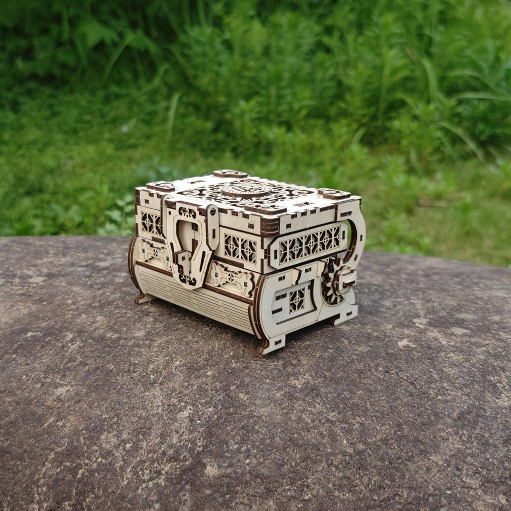 Сделай сам 3D Шкатулка с сокровищами Деревянная игра-головоломка Сборка Подарок Подарок Взрослый Строительный блок Шкатулка для драгоценностей