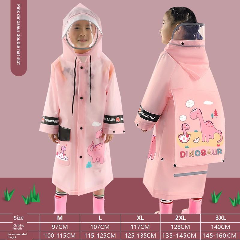 School Bag with Double Raincoat and Rain Poncho, Kindergarten Children's Hat with Brim, Primary School Students' Full-Body Rain Protection for Heavy