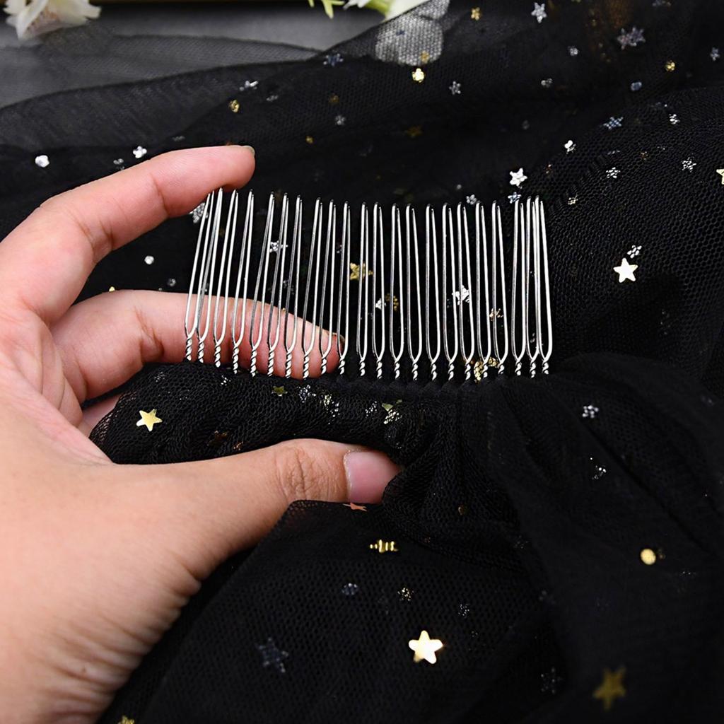 Bridal Veil Bride Simple Tulle with Sequins Moon Star Bachelorette Party Hen Party Bride's Veil Hen Party Head Scarf