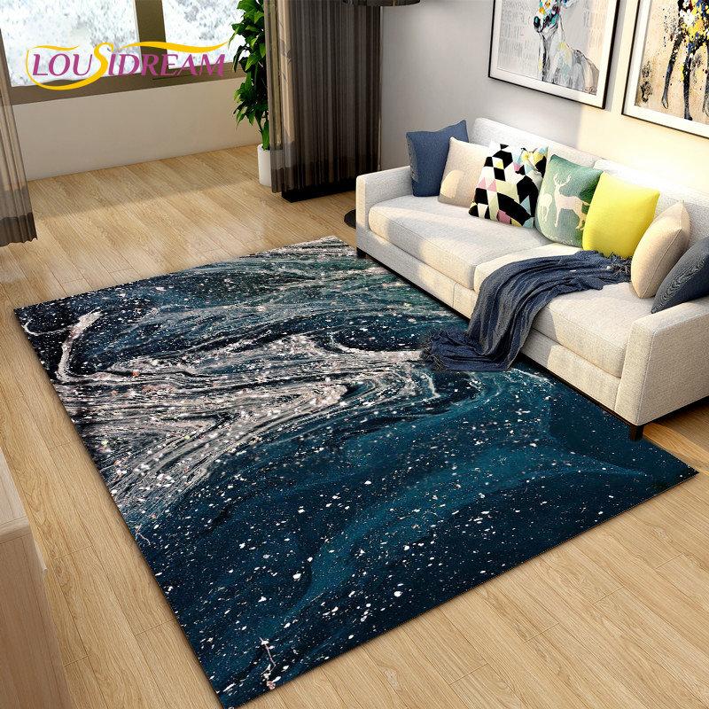 Скандинавский черный цвет, золотой мраморный коврик, большой, ковер для гостиной, спальни, дивана, коврик для украшения, детский нескользящий напольный коврик