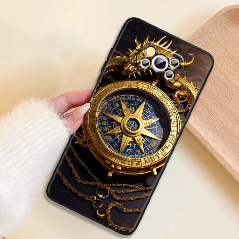 Винтажная иллюстрация компаса Для Xiaomi Mi Poco F3 F4 F5 F6 X3 X4 X5 X6 X7 M3 M4 M5 M6 M7 GT Pro 5G Черный чехол для телефона