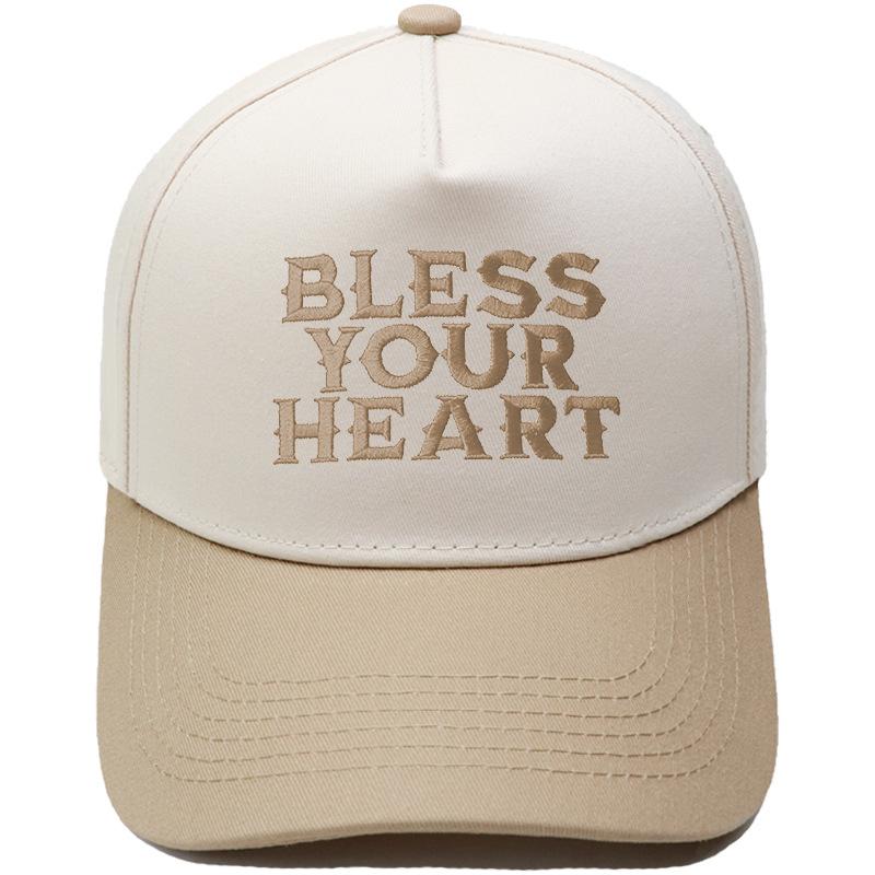 BLESS YOUR HEART Truck driver hat embroidered retro color matching baseball cap European and American men's and women's leisure