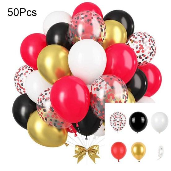Набор из 50 латексных шаров, металлические шары-конфетти, легко собираемые праздничные шары с лентой для детей, дня рождения, детского праздника, свадьбы, принадлежности