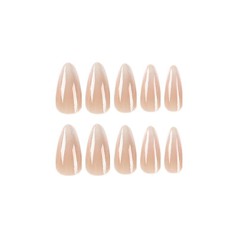 Миндальный нюдовый градиентные носимые накладные ногти - Съемные отбеливающие кончики для маникюра