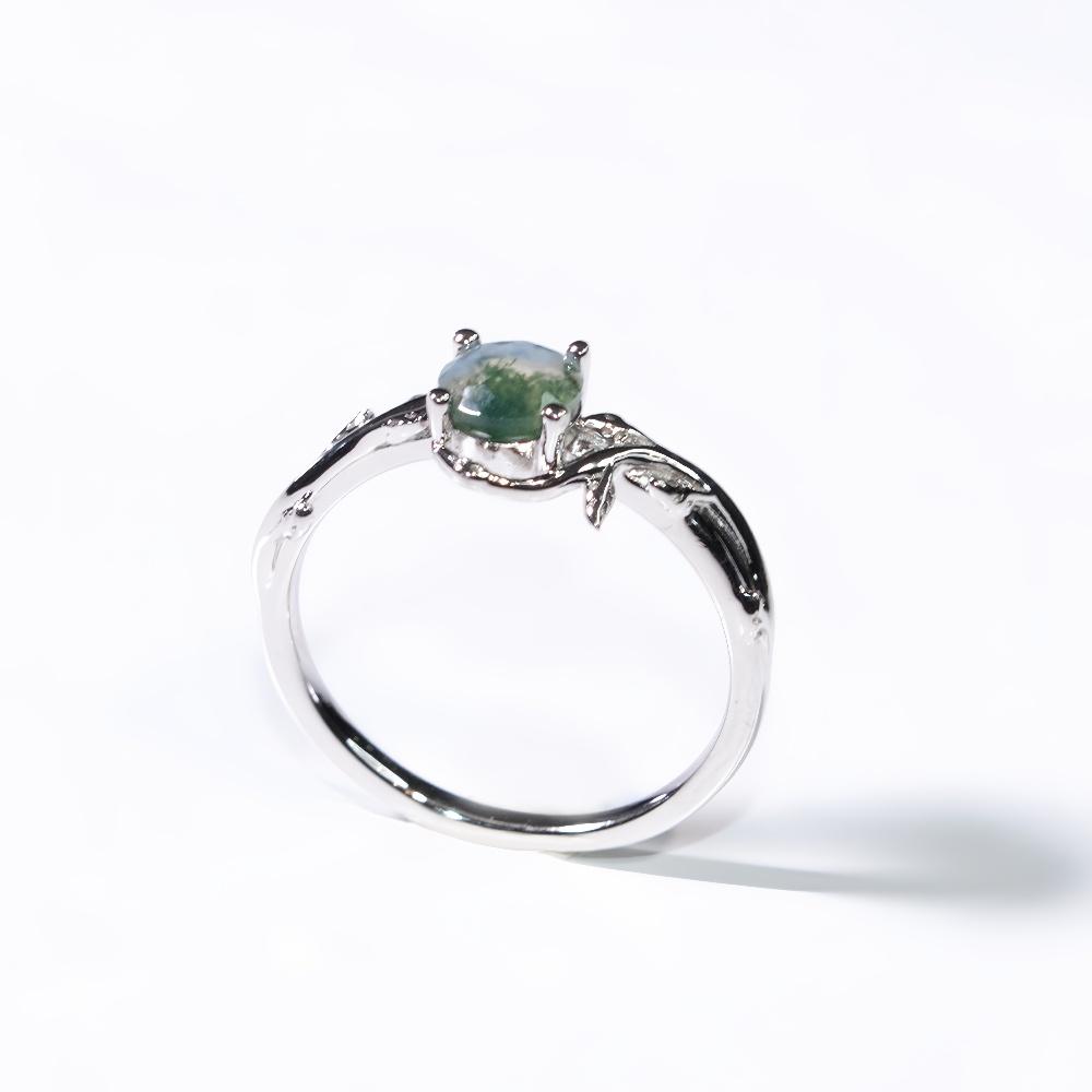 Круглое обручальное кольцо из мохового агата Кольца из мохового агата Sliver Promise