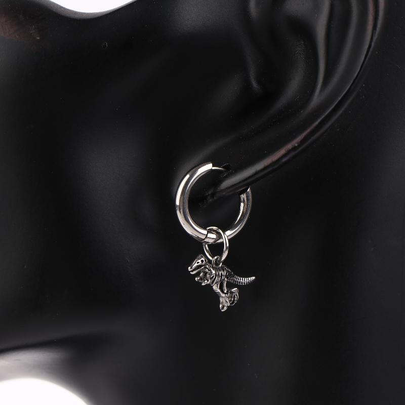 Панк Серьга-кольцо Динозавр для мужчин Тираннозавр Рекс Скелет Серьги Нержавеющая сталь Украшение в подарок для энтузиаста динозавров