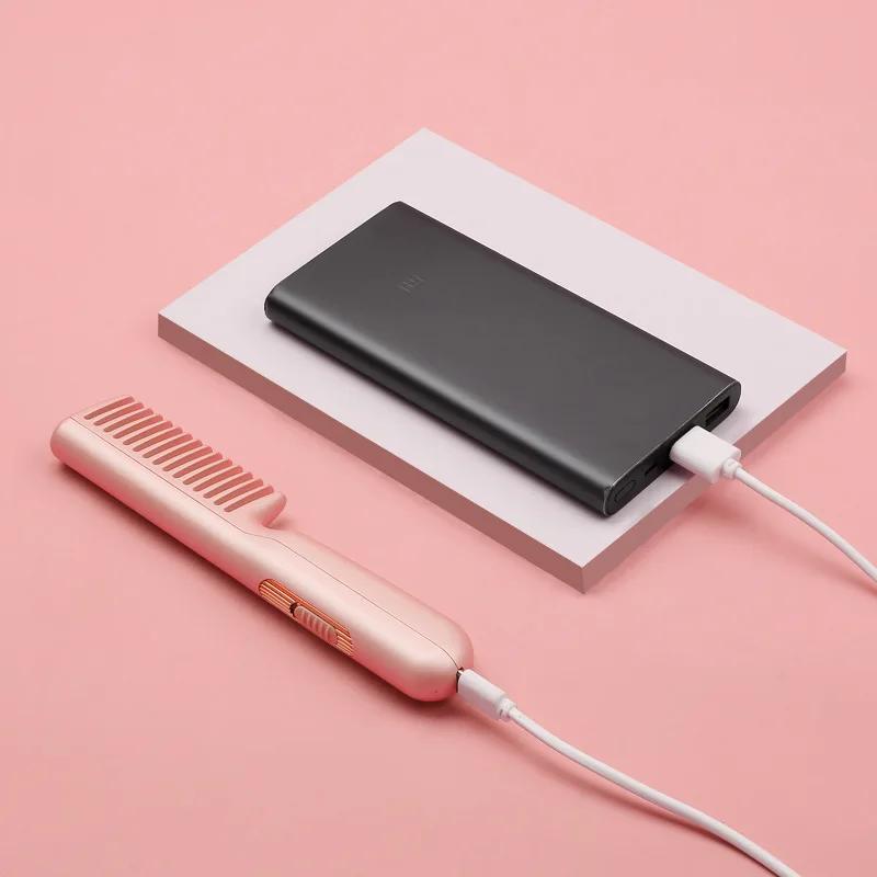 Беспроводной выпрямитель-расческа для волос с USB-зарядкой, многофункциональный, стильный, портативный, терморасческа для завивки и выпрямления