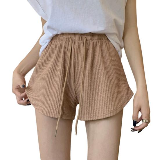 Женские летние шорты с завязками, высокой эластичной резинкой на талии, однотонные, трапециевидные, мягкие дышащие тонкие свободные пляжные спортивные шорты для бега