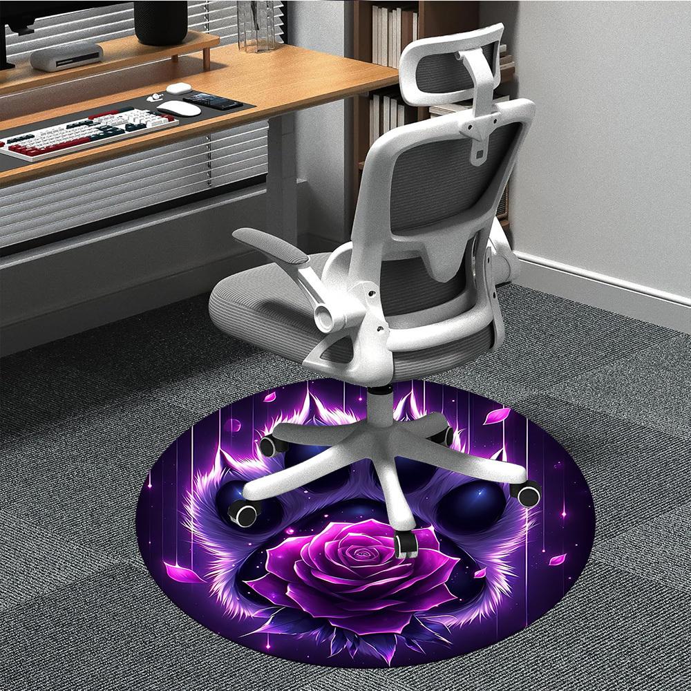 1pc Paw Rose Print Chair Carpet for Office Machine Washable Rug for Office, Good Gift for Family or Friends yy251225237