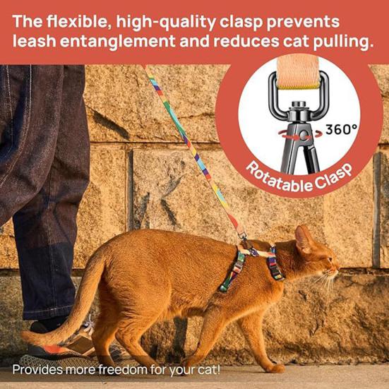 Набор шлейки и поводка для кошек, устойчивый к побегу, мягкий регулируемый шлейка для котенка, прогулочная тяговая веревка для маленьких, средних и больших кошек