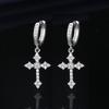 Classic European and American Zircon Inlaid Cross Drop Earrings for Women