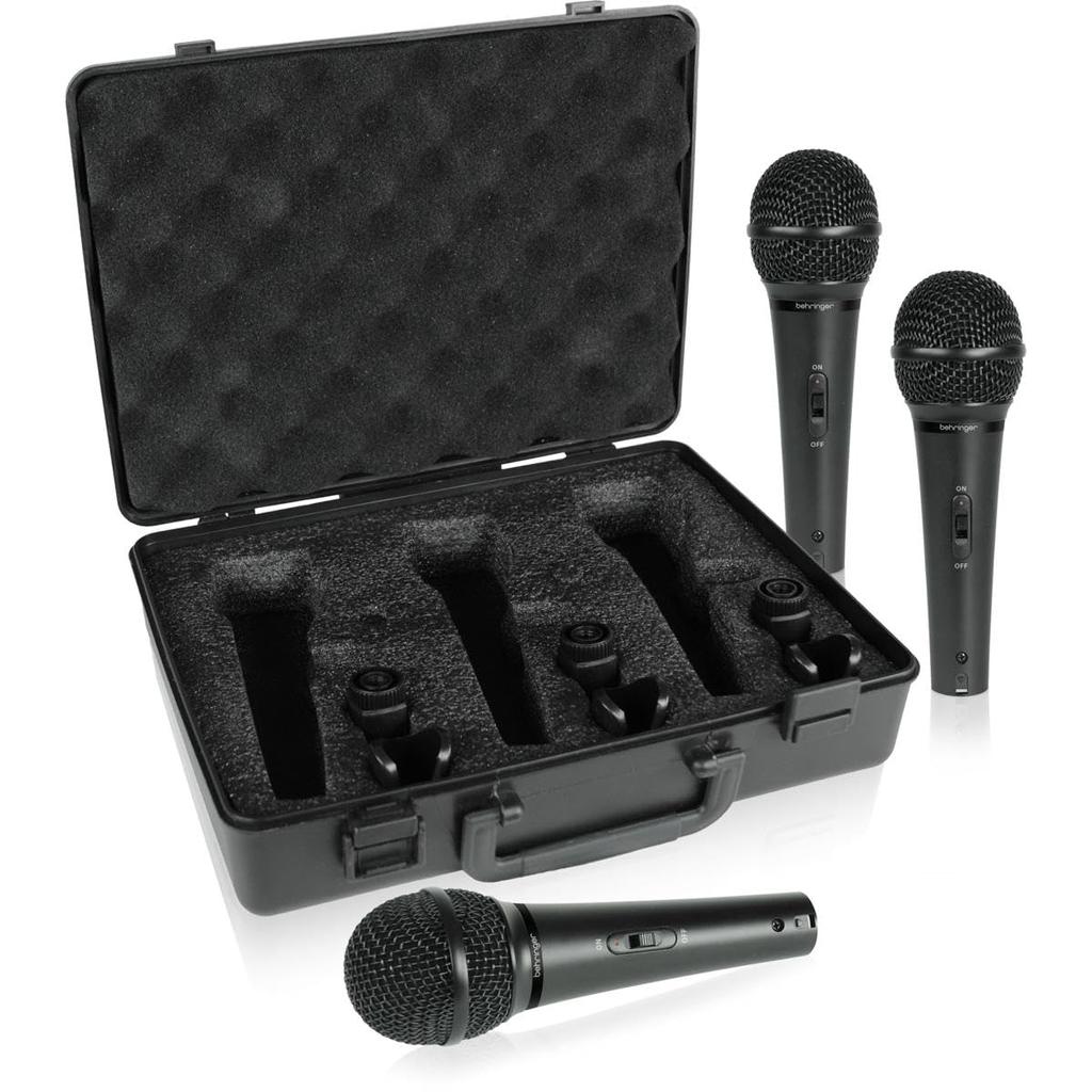 Behringer Dynamic Microphone with Carrying Case and Switch Set of 3 XM1800S Black ON/OFF