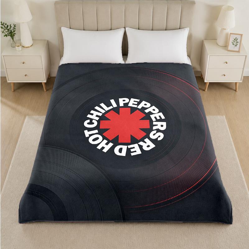 Red Hot Chili Peppers Print Flannel Blanket Cozy Lightweight Plush Throw Blanket For Bed Sofa Household Use