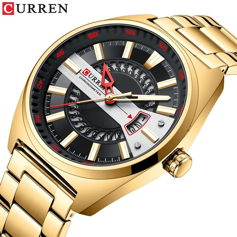 CURREN New Top Men's Watches Calendar Steel Band Quartz -off Business Creative Male Watch
