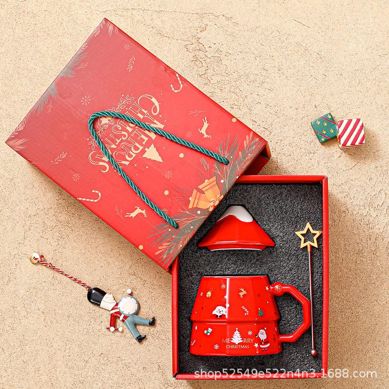 Милая рождественская елка Санта-Клаус керамическая кружка с крышкой и ложкой кофе молоко чай сока чашка подарок на день рождения для друга посуда для напитков новый