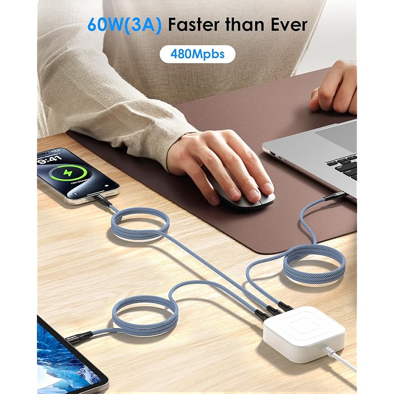 Magtame Usb C Cable Fast Charging Magnetic Attraction Prevents Tangling Type C Cable 60W/PD Compatible Shape Memory Usbc&usbc Cable Metal Connector