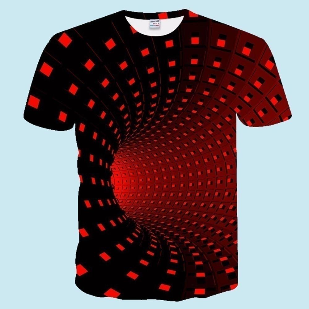 Summer men's fashion trend vortex short sleeved T-shirt casual 3D printed vortex printed pattern T-shirt short sleeved top