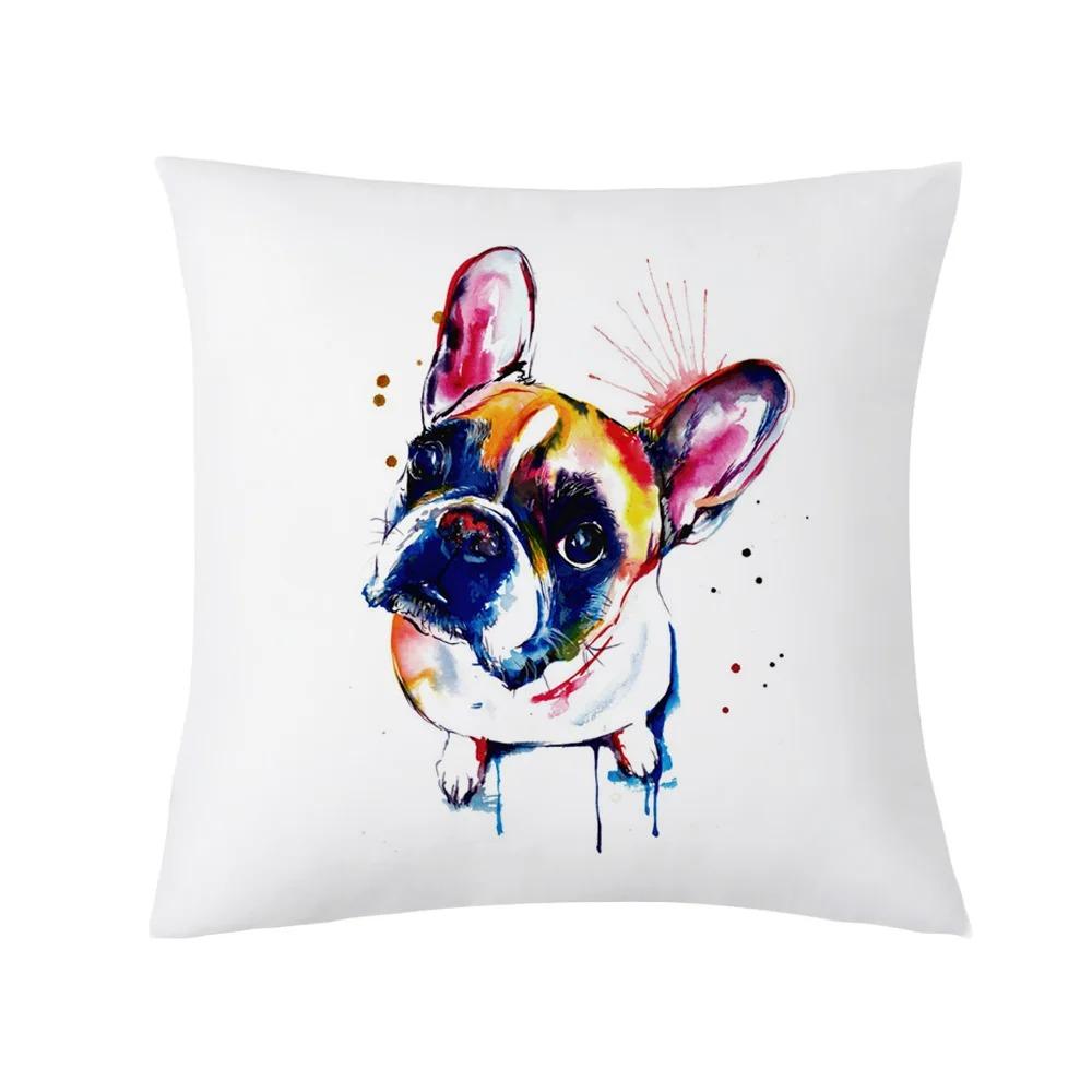 Creative Bulldog Print Pillowcase Office Living Room Car Ornaments Home Pillowcase