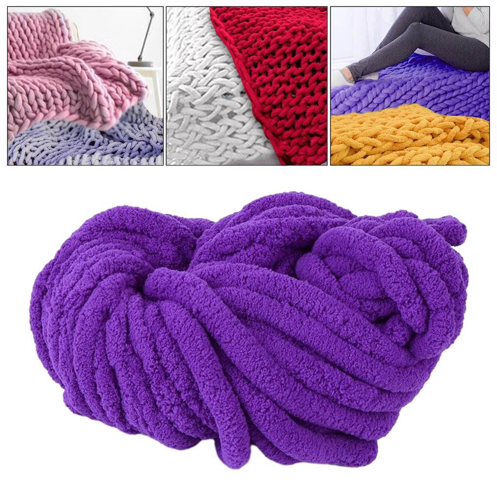 Chunky Chenille Yarn Thick Yarn Jumbo Gauge 7 Plush Yarn Acrylic Bulky Yarn for Bed Hand Knitting Crochet Throw Cushion