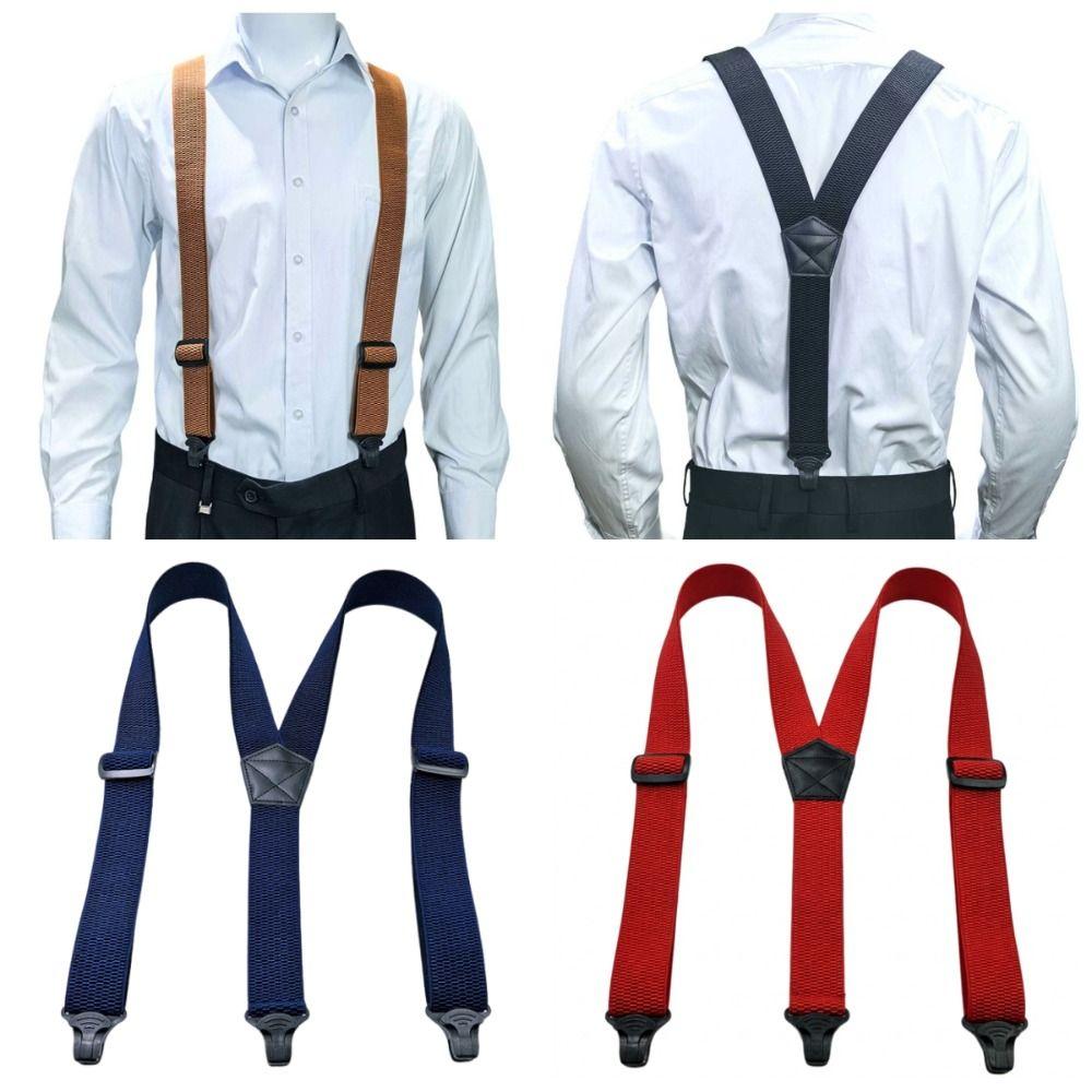 with 3 Gripper Clasps Work Suspenders Heavy Duty Elastic Pants Braces Men Gift