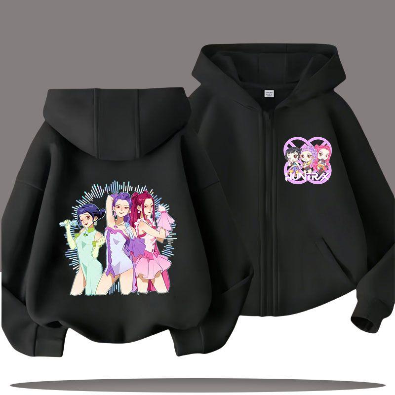 KPop Demon Hunters Zipper Hoodies for Boys and Girls, Children's Fashion Sweatshirts