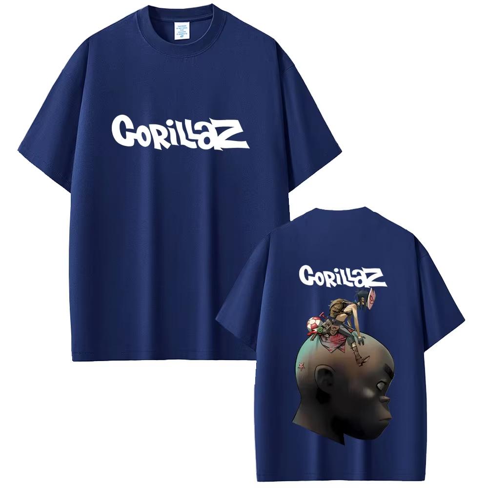 Рок-группа Gorillaz Графические футболки Мужские Женские Панк Оверсайз Уличная одежда Мужские Ретро Готические Футболки с коротким рукавом