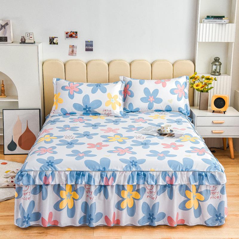 Новая хлопковая юбка-кровать с корейским принтом, хлопковая юбка-кровать, покрывало, одноместное, двойное, предметы домашнего обихода