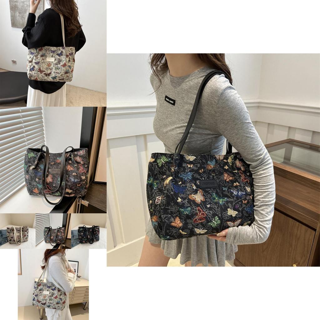 Шикарная новая холщовая сумка-тоут 2024 года, черная и белая, на молнии, для повседневного использования