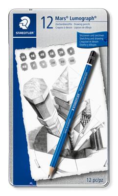 Staedtler Карандаш 6B 5B 4B 3B 2B B HB FH 2H 3H 4H Mars Lumograph Writing Drawing 12 Твердость Набор 100 G12