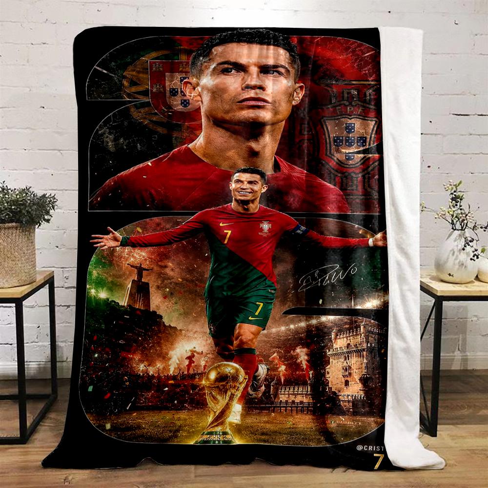 Portuguese Football Star Design Blanket, Flannel blanket for bedroom, living room, sofa, and nap sofas.