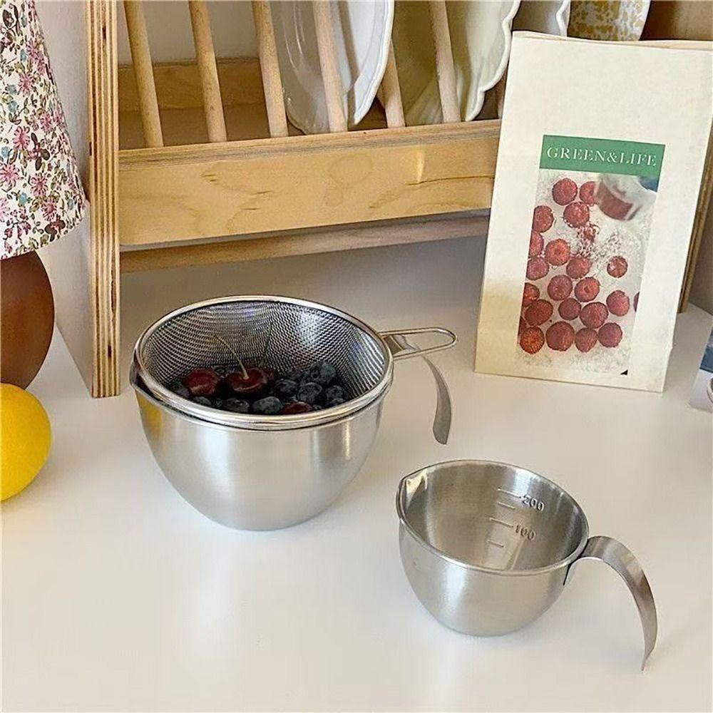 with Scale Colander Basin Stainless Steel Kitchen Measuring Bowl Measuring Spoon Set Baking