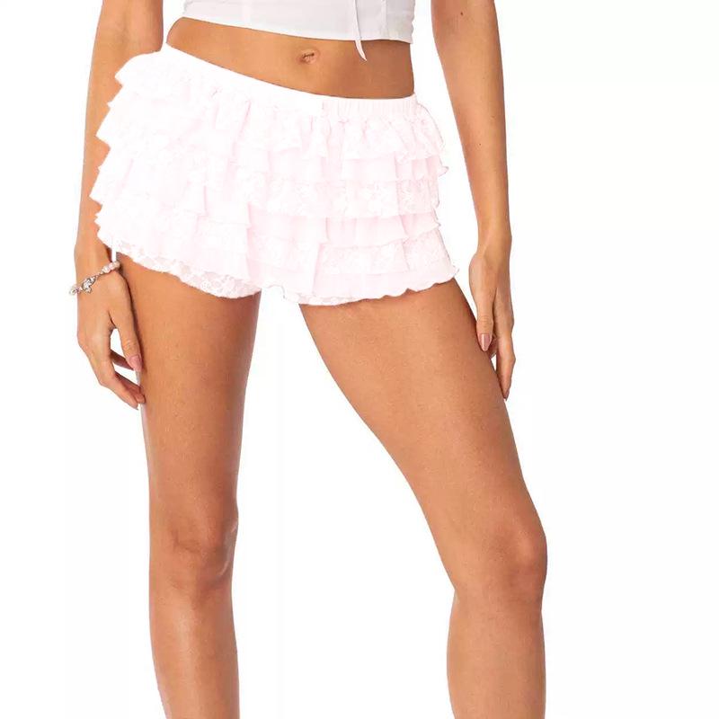 Трендовые кружевные многослойные брюки-юбка 2025 - Сексуальное и стильное мини для пикантного образа (ОК83)