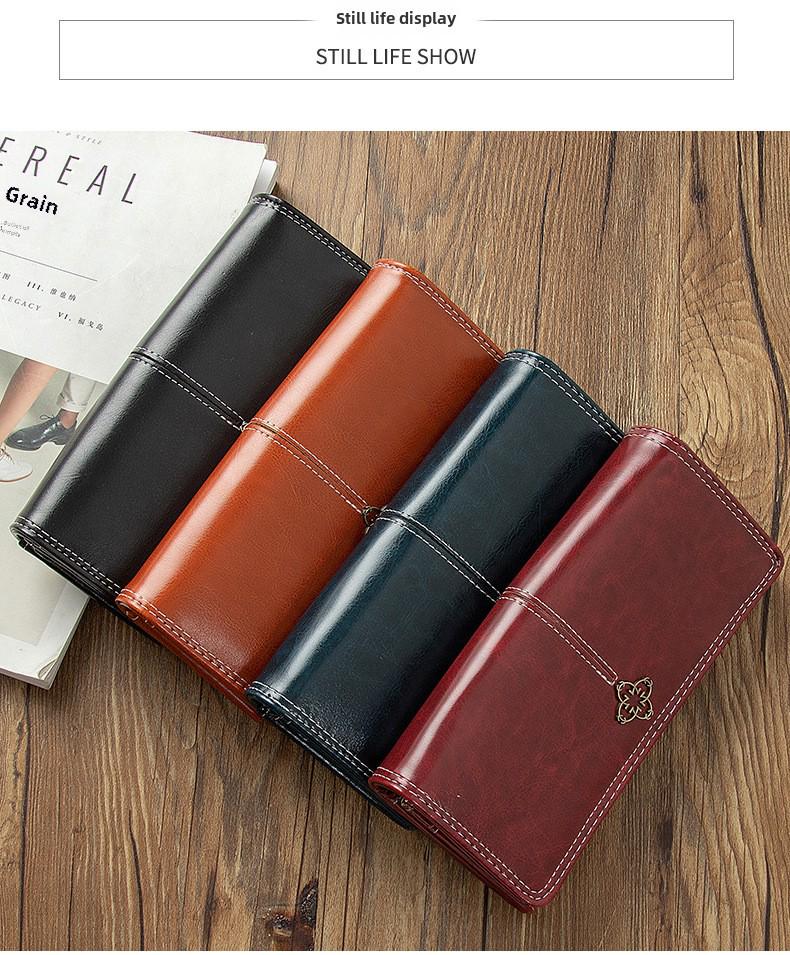 Женский длинный ретро-кошелек на молнии с большой вместимостью и отделениями для нескольких карт - двухсекционная студенческая сумочка