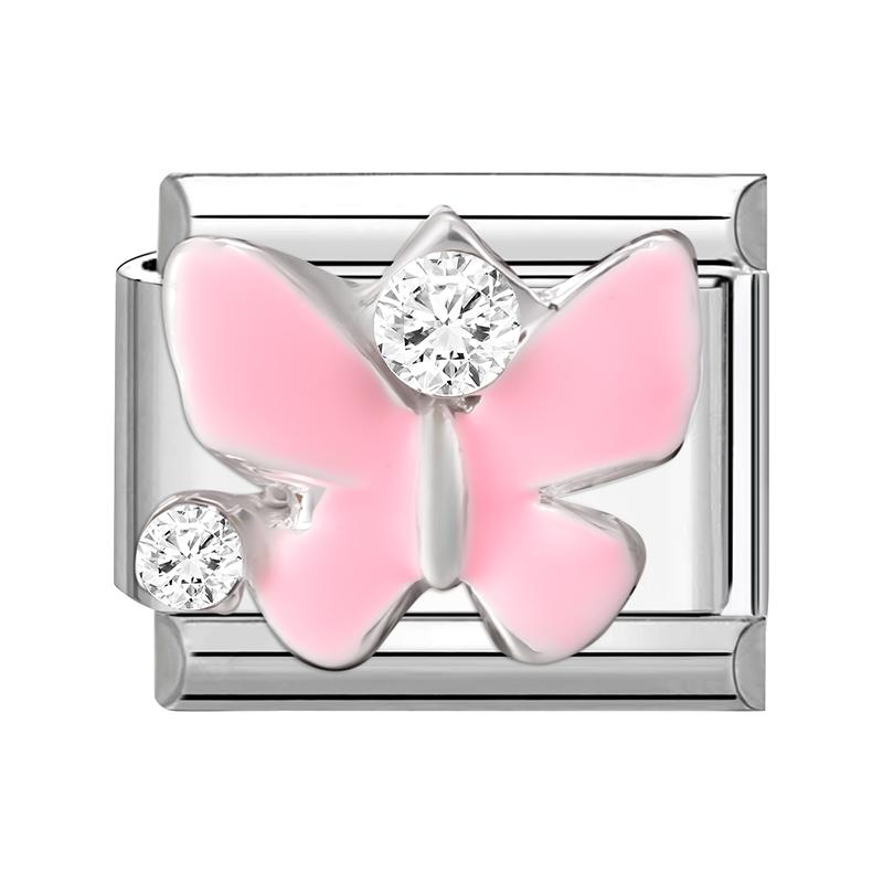 Shiny Colorful Crystal Butterfly Bow Knot Heart Italian Charm Links Fit 9mm Stainless Steel Bracelet Women Y2K DIY Making Gift