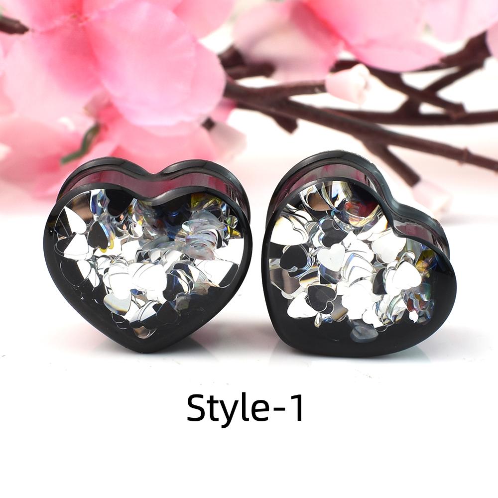2 шт. 8-30 мм, черное сердце, ушные туннели, манометры, расширитель, расширитель, пирсинг, украшения для женщин и мужчин
