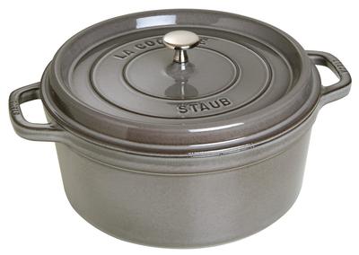 Staub Круглый серый большой эмалированный горшок ручной работы, совместимый с IH, японский La Cocotte, круглый "Cocotte 28 см" [Авторизованный продукт] 40509-314