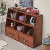 1pc 6 Grids 2 Drawers Vintage Multi Functional Wooden Home&Office Storage Cabinet,Jewelry&Cosmetics&collectibles Display Box.