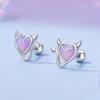 Серьги Pink Love Heart Devil Opal, милые серьги Sweet Heart Opal из серебра 925 пробы