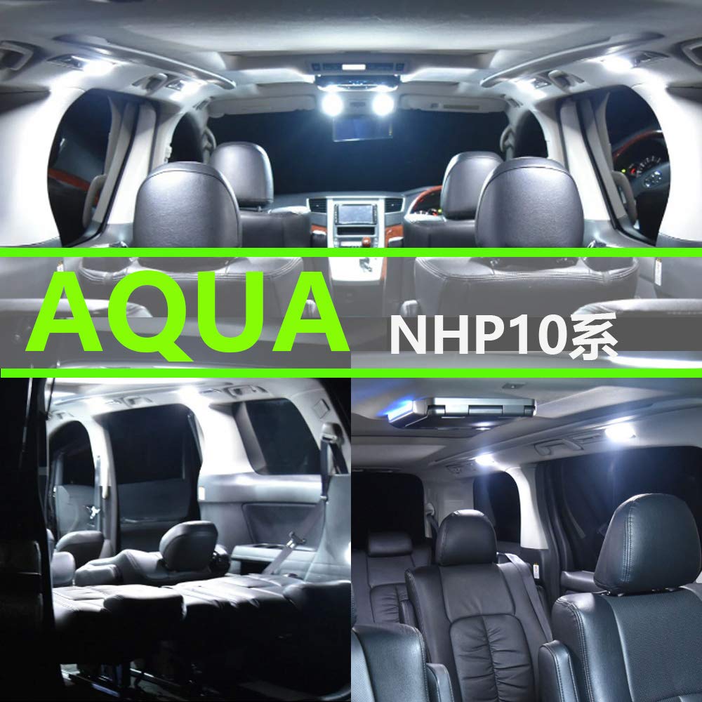 ZXREEK Aqua LED Освещение салона Специально разработано для Toyota Aqua Серии NHP10 Высокая яркость 6000K 5050 Включает установку Легкий комплект Лампа для Toyota Aqua NHP10,