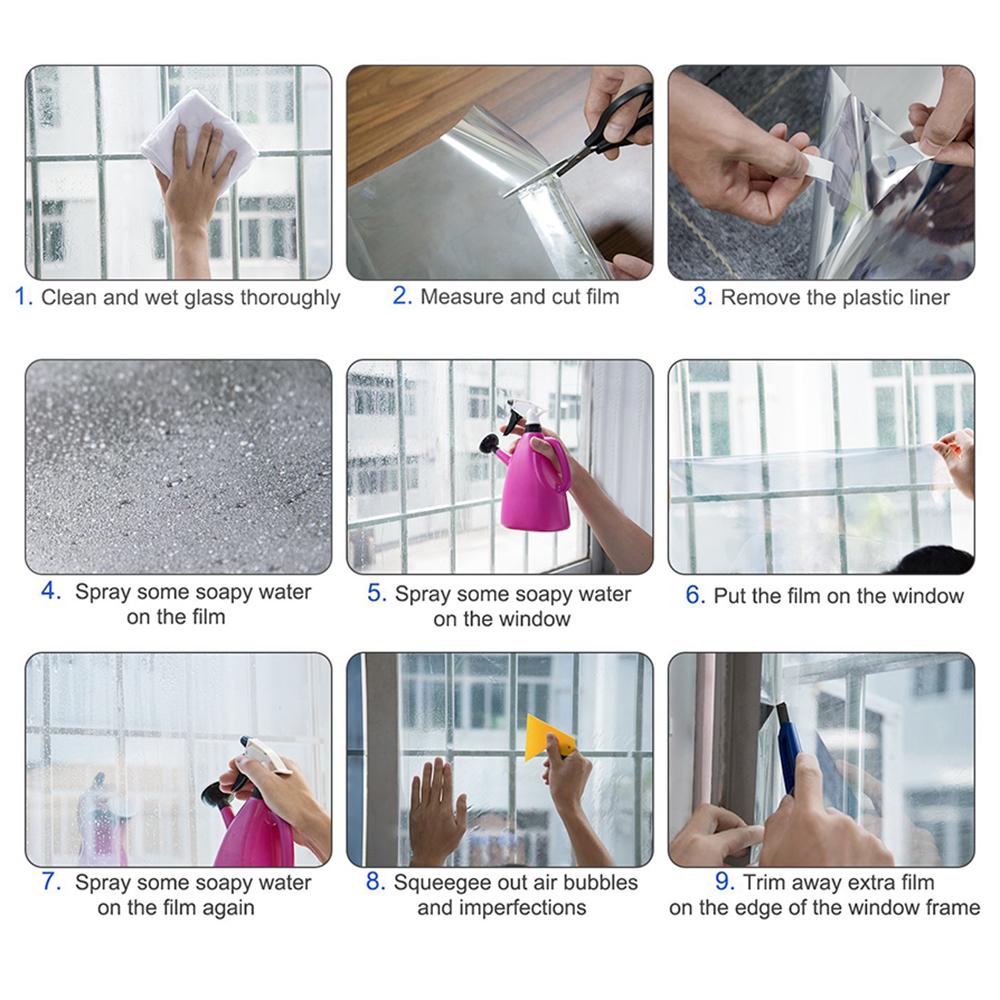 50x100cm Window Privacy Film Office Home Balcony One Way UV Blocking Static Cling Glass Film