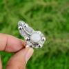 Sterling Silver Round Rainbow Moonstone Stone Promise Stackable Wife Flower Ring