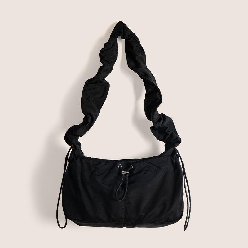 Корейская ретро-плиссированная кружевная сумка Cloud Bag - женская нейлоновая сумка-тоут через плечо с завязкой