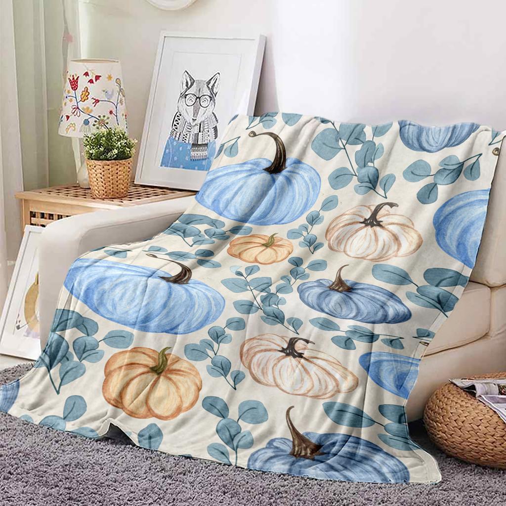 Cute Cartoon Pumpkin Print Halloween Throw Blanket for Couch And Bed - Soft Cozy Sofa Blanket for Fall And Thanksgiving Gifts
