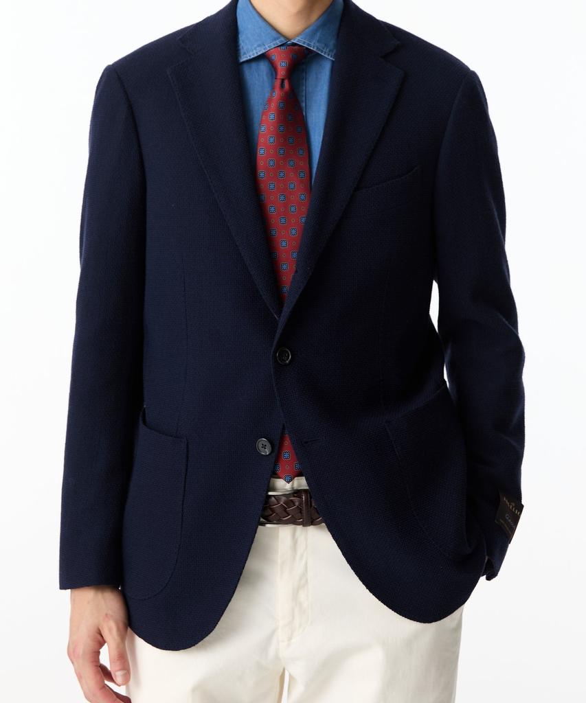 Man On The Boon Notched Lapel Wool Blend Single Jacket_Navy 4714302003