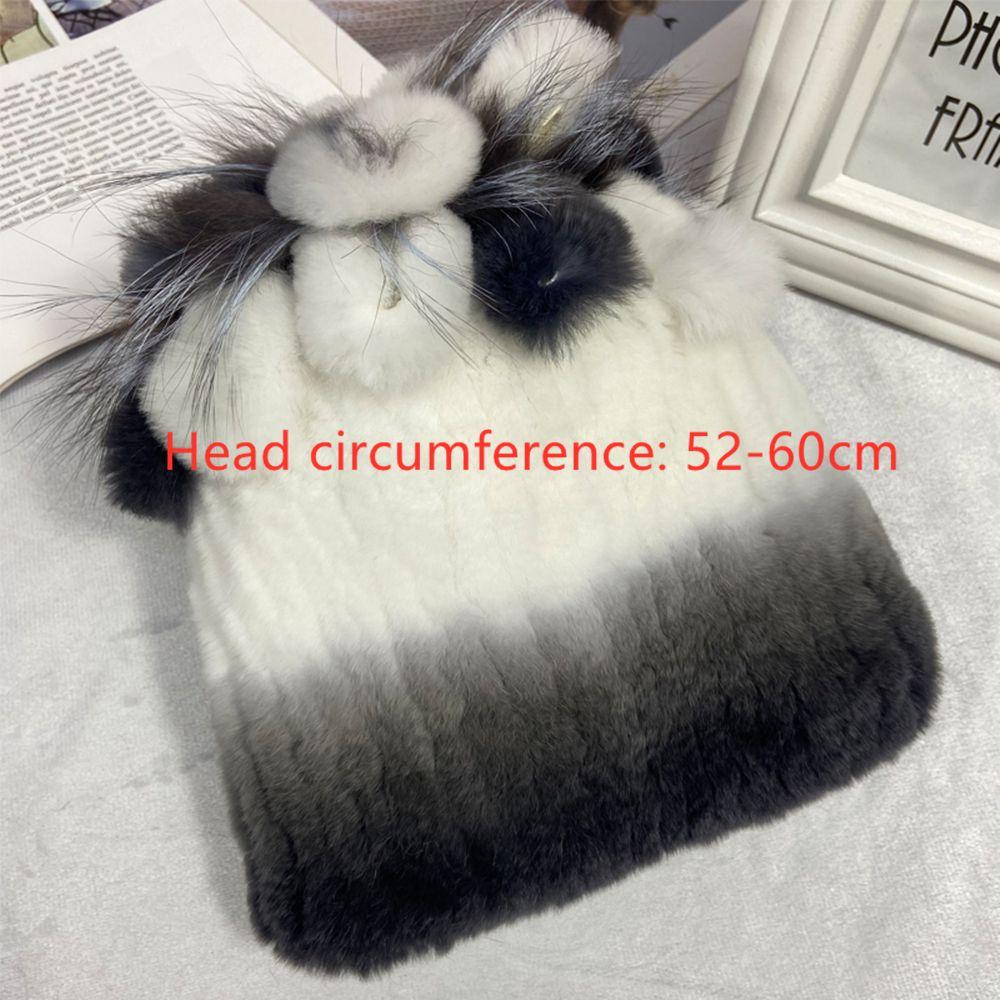 Real Fur Beanies Hat Russia Women Warm Real Rex Rabbit Fur Hats Rabbit Fur Cap Elastic Knitted
