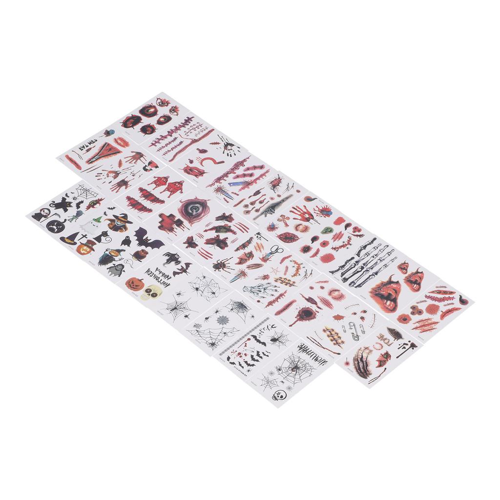 28pcs Halloween Tattoo Stickers Scar Pumpkin Pattern Waterproof Fake Tattoo Stickers