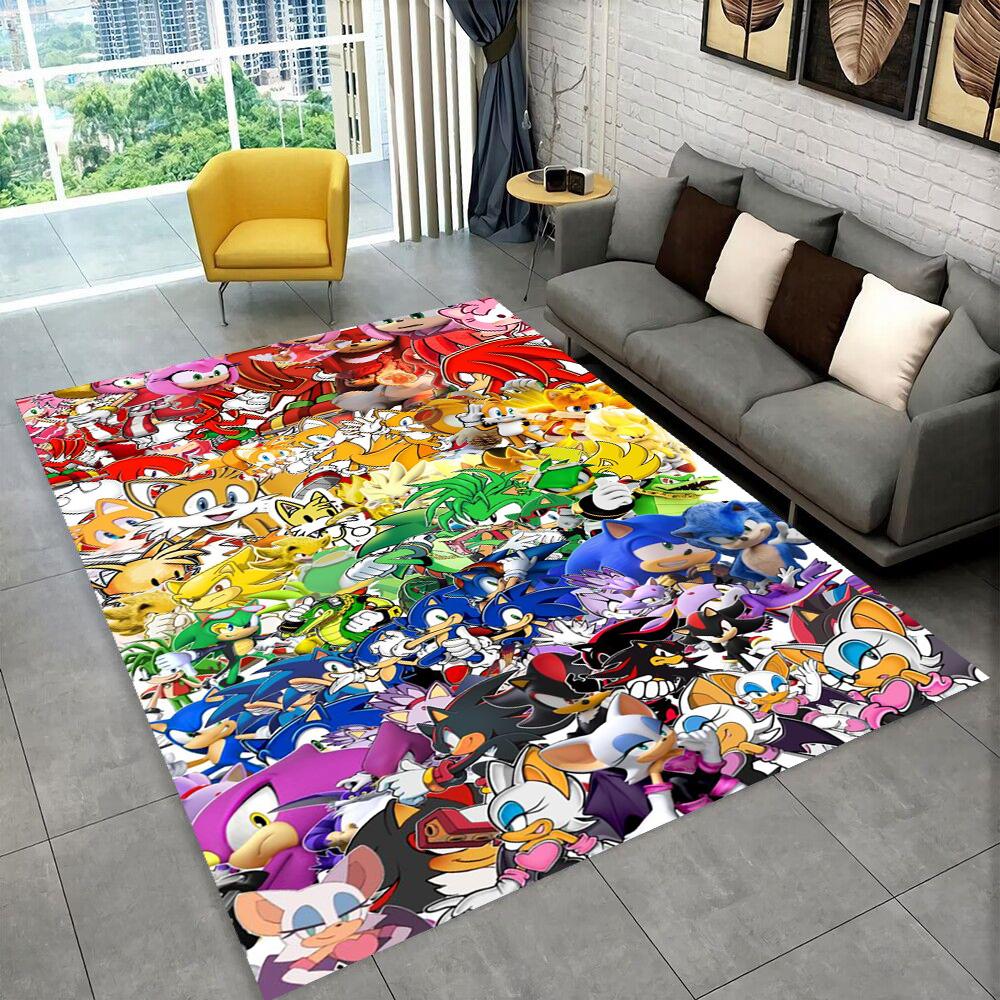 Fashion S-Sonic Cartoon Game Carpet Rug for Playroom Bedroom Living Room Sofa Home Decor,kids Play Area Rug Non-slip Floor Mat